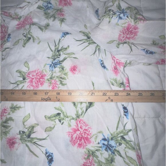 Charter Club Womens Floral Print Button-Down Shirt XXL Linen Blend White Pink Bl - Picture 8 of 8